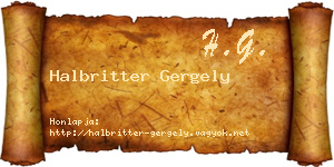 Halbritter Gergely névjegykártya